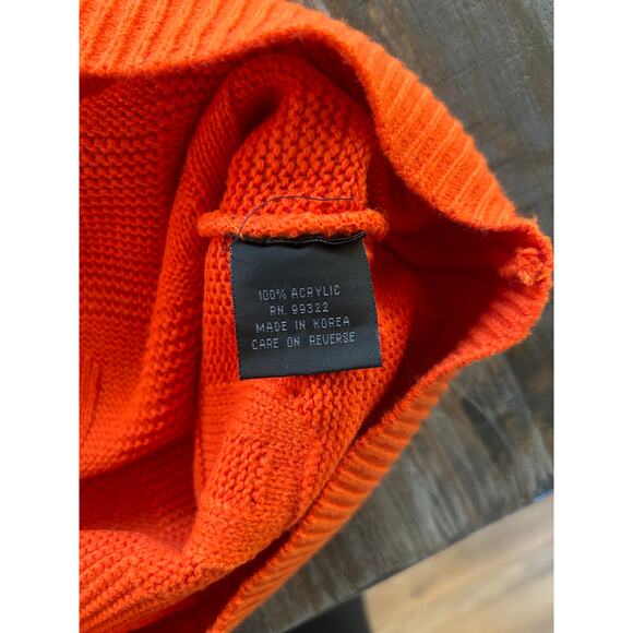 GORICH Orange Knit Sweater Size XXL Unique 5 0 Pattern Turtle Neck Oversized - Picture 4 of 9